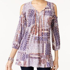 Style & Co. Cold-Shoulder Peasant Top Peplum